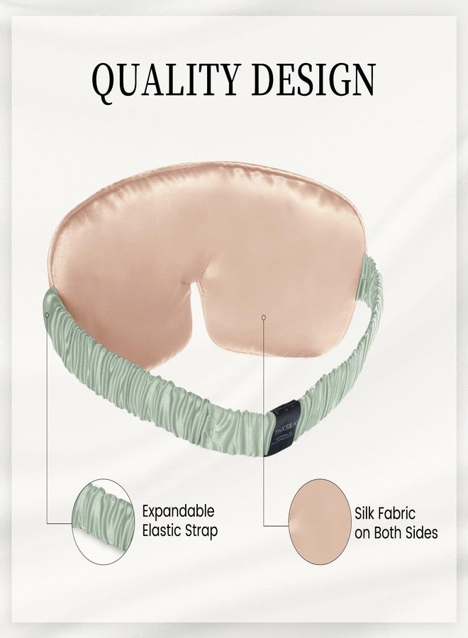 THXSILK 100% Mulberry Silk Sleep Mask, 6A Grade 25 Momme Eye Mask for Sleeping, Color-Blocking Blindfold, Soft Silk Eye Cover for Women, Men, Travel, Nap, Airplane(4×9inches, Mint Green) - Image 4